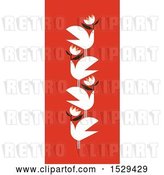 Vector Clip Art of Retro Pattern of Doves with Flowers on Red by Elena