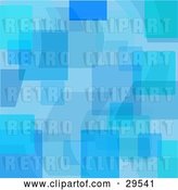 Vector Clip Art of Retro Patterned Background of Transparent Blue Shapes and Squares by KJ Pargeter