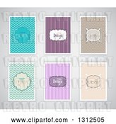 Vector Clip Art of Retro Patterned Design Backgrounds with Sample Text on Shaded Gray by KJ Pargeter