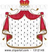 Vector Clip Art of Retro Patterned Royal Mantle with a Red Crown and Drapes by Vector Tradition SM