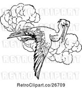 Vector Clip Art of Retro Pelican Flying by Prawny Vintage