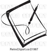 Vector Clip Art of Retro Pen over a Blank Note Pad by BestVector
