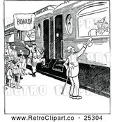 Vector Clip Art of Retro People Boarding a Train by Prawny Vintage