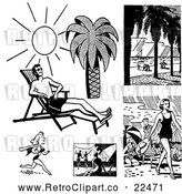 Vector Clip Art of Retro People on Beaches by BestVector