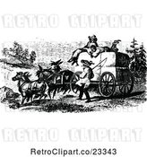 Vector Clip Art of Retro People on Hay on a Horse Drawn Cart by Prawny Vintage