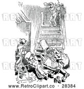 Vector Clip Art of Retro People Tumbling down Stairs by Prawny Vintage