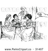 Vector Clip Art of Retro People Visiting a Sick Friend by Prawny Vintage