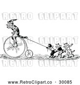 Vector Clip Art of Retro Performing Cats with a Penny Farthing by Prawny Vintage