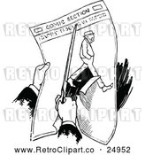 Vector Clip Art of Retro Person Clipping a Newspaper by Prawny Vintage