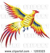 Vector Clip Art of Retro Pheasant Bird Flying by Patrimonio