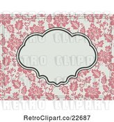 Vector Clip Art of Retro Pink and Beige Floral Wedding Invite with a Frame by BestVector