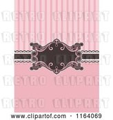 Vector Clip Art of Retro Pink and Brown Invitation with Stripes and a Frame by KJ Pargeter