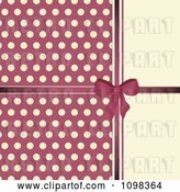 Vector Clip Art of Retro Pink Bow with Polka Dots on Beige by Elaineitalia