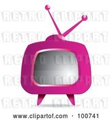 Vector Clip Art of Retro Pink Box Television with a Blank Screen by MilsiArt