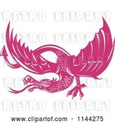 Vector Clip Art of Retro Pink Dragon by Patrimonio