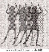 Vector Clip Art of Retro Pink Halftone Scene of Abstract Women Dancing by Kaycee