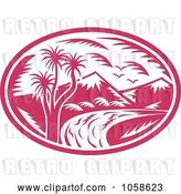 Vector Clip Art of Retro Pink Mountainous River Logo by Patrimonio