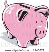 Vector Clip Art of Retro Pink Piggy Coin Bank by Patrimonio