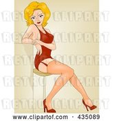 Vector Clip Art of Retro Pinup Lady in Red Lingerie by BNP Design Studio