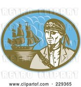 Vector Clip Art of Retro Pirate and Ship Logo by Patrimonio