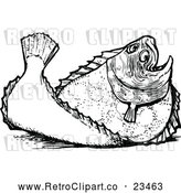 Vector Clip Art of Retro Plaice Flatfish by Prawny Vintage