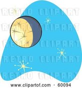 Vector Clip Art of Retro Planet Mercury on Blue with Stars by Xunantunich