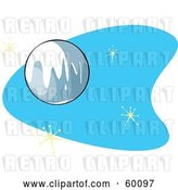 Vector Clip Art of Retro Planet Pluto on Blue with Stars by Xunantunich