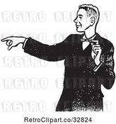 Vector Clip Art of Retro Pointing Teenage Boy in a Tux by Picsburg