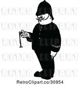 Vector Clip Art of Retro Police Guy Holding a Pocket Watch by Prawny Vintage