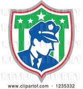 Vector Clip Art of Retro Police Guy in an American Shield by Patrimonio