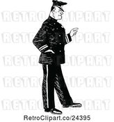 Vector Clip Art of Retro Police Guy Pointing by Prawny Vintage