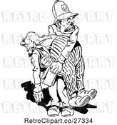 Vector Clip Art of Retro Policeman Carrying a Drunkard by Prawny Vintage