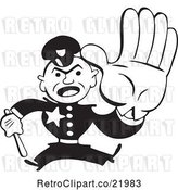 Vector Clip Art of Retro Policeman Running with a Baton by BestVector