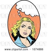 Vector Clip Art of Retro Pop Art Blond Lady with a Thought Balloon in an Oval by Brushingup