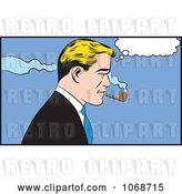 Vector Clip Art of Retro Pop Art Business Man Smoking a Pipe by Brushingup