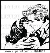Vector Clip Art of Retro Pop Art Couple Kissing and Holding Each Other Tight by Brushingup