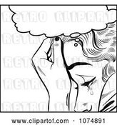Vector Clip Art of Retro Pop Art Lady Crying Under a Thought Balloon by Brushingup
