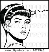 Vector Clip Art of Retro Pop Art Lady in Deep Thought by Brushingup