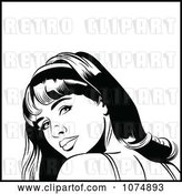 Vector Clip Art of Retro Pop Art Lady Looking Back over Her Shoulder by Brushingup
