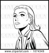 Vector Clip Art of Retro Pop Art Lady Looking up by Brushingup