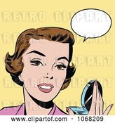Vector Clip Art of Retro Pop Art Styled Talking Lady Holding a Compact by Brushingup
