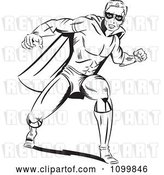 Vector Clip Art of Retro Pop Art Super Hero Guy in a Punching Stance by Brushingup