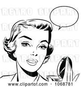 Vector Clip Art of Retro Pop Art Talking Lady Holding a Compact by Brushingup
