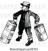 Vector Clip Art of Retro Porter Carrying Luggage by Prawny Vintage