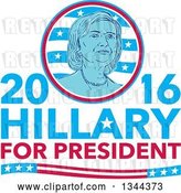 Vector Clip Art of Retro Portrait of Hillary Clinton in a Circle over Text by Patrimonio