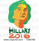 Vector Clip Art of Retro Portrait of Hillary Clinton over Text by Patrimonio