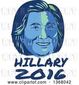 Vector Clip Art of Retro Portrait of Hillary Clinton over Text by Patrimonio