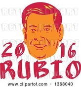 Vector Clip Art of Retro Portrait of Marco Rubio with Text by Patrimonio