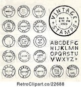 Vector Clip Art of Retro Postmark Stamps and Letters by BestVector
