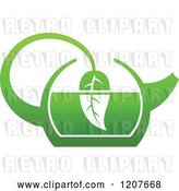 Vector Clip Art of Retro Pot of Green Tea with Leaves 2 by Vector Tradition SM